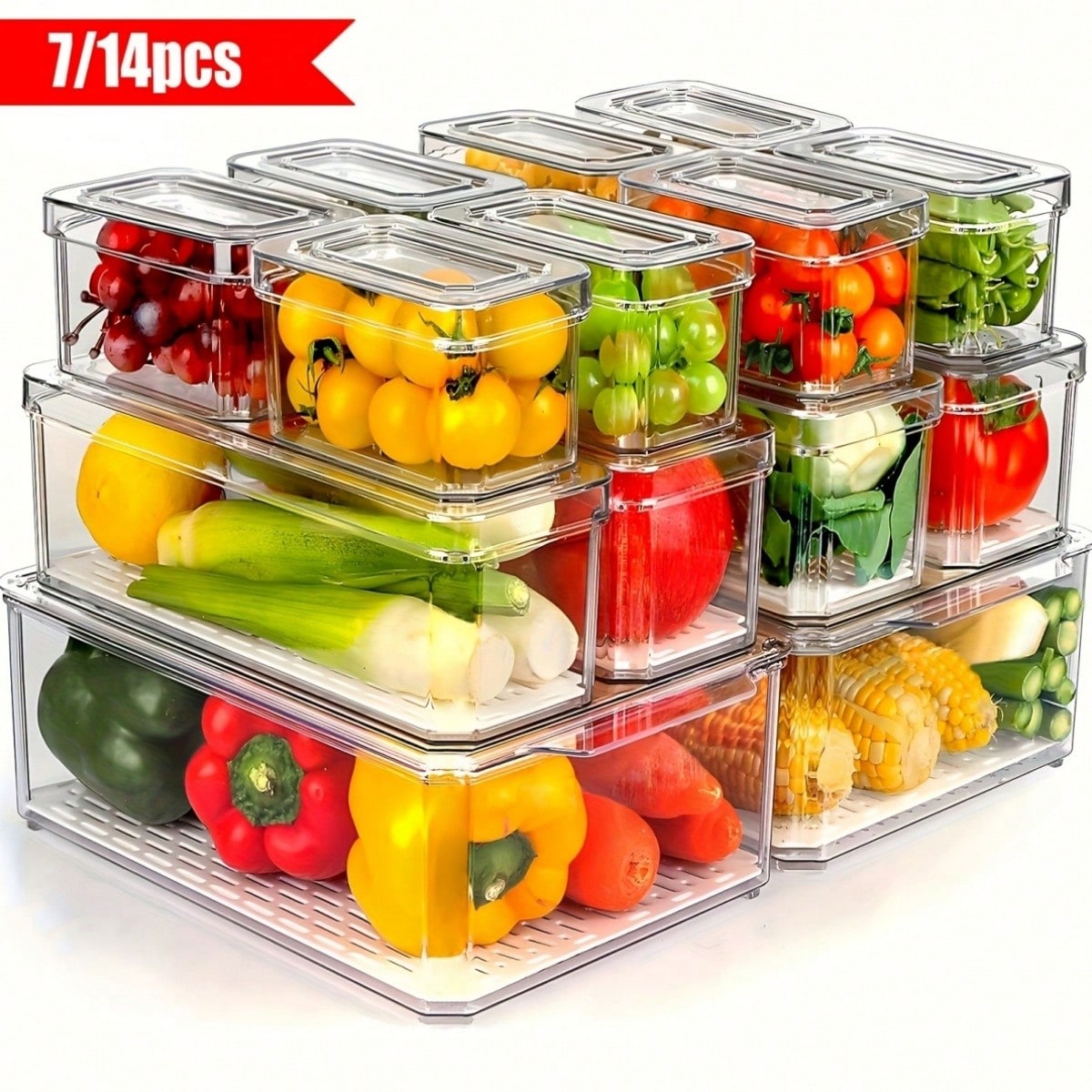 7/14 Pack Stackable Fridge Org - Food Snacks Gifts recension och pris