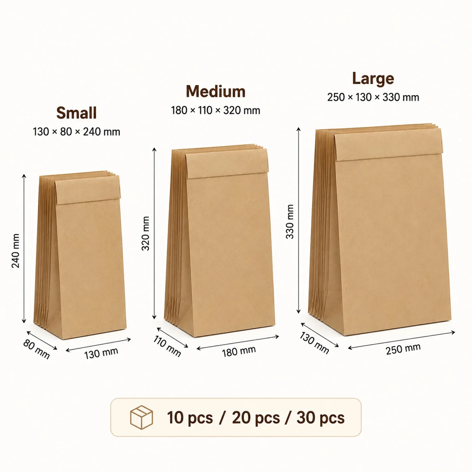 10-30Pcs Small Brown Kraft Pap - Food Snacks Gifts recension och pris